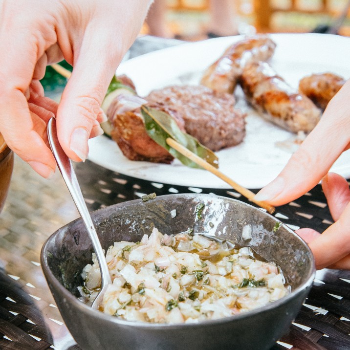 This mint relish was the perfect dip for these tasty lamb skewers.