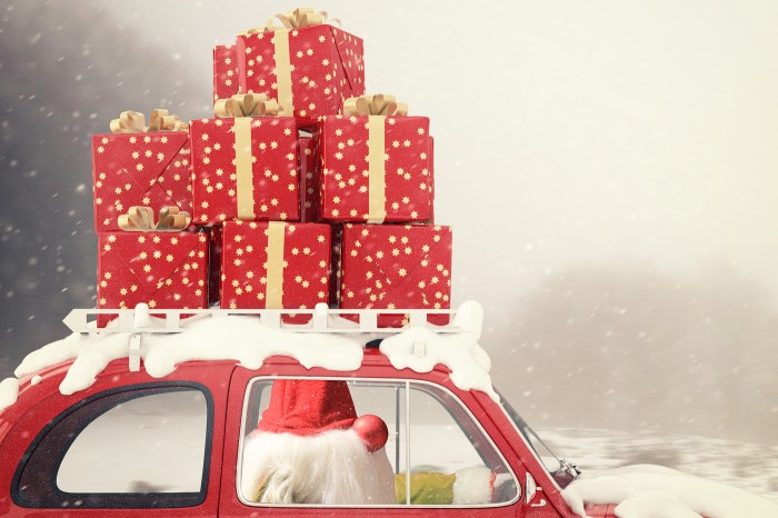 Glendoick santa driving car