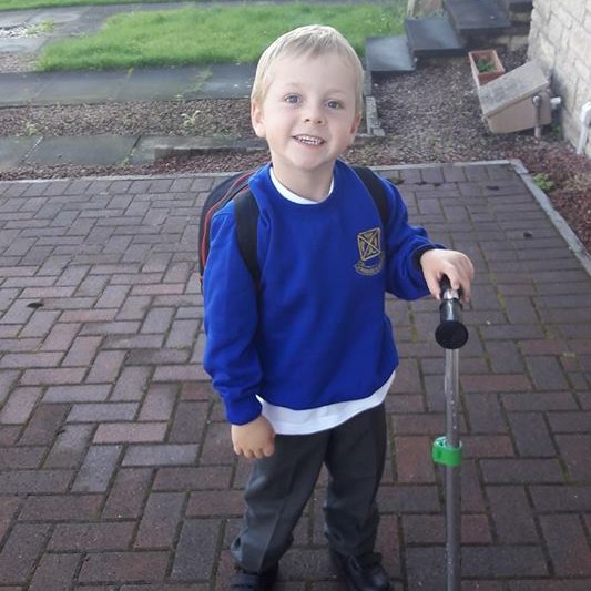 Kerry sent in this pic of her little boy all ready to get on his scooter and get to school for his first day ever!