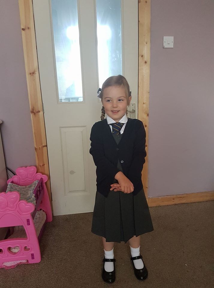 Lorna sent this super cute pic of her daughter looking smart and ready for her fist day at school.