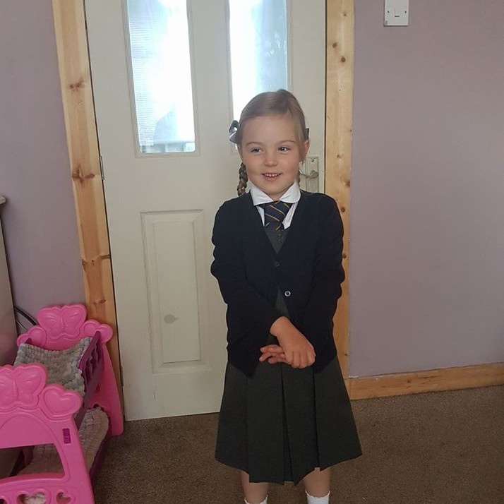 Lorna sent this super cute pic of her daughter looking smart and ready for her fist day at school.
