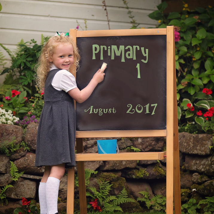 Debbie sent in this very studious picture  of her little girl all ready for P1!