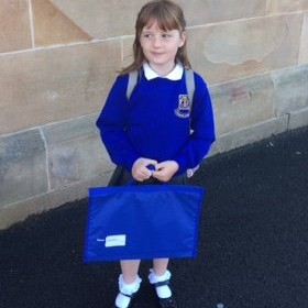 Sophie all ready for her first day at Craigie Primary School!