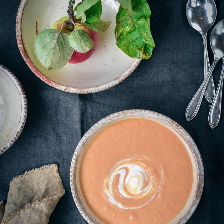 Roasted Beet Soup - In Bowl with Apple