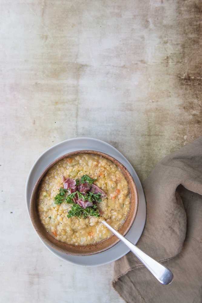 Tasty smoked ham and lentil soup recipe.