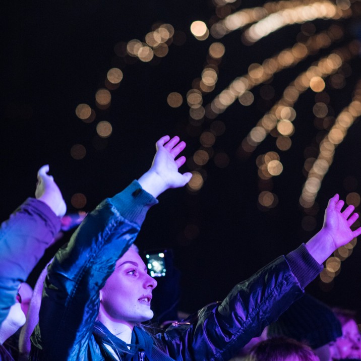Fireworks light up the crowd
