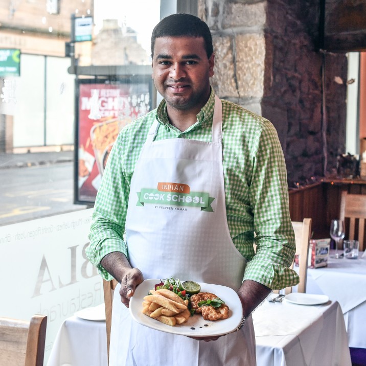 Praveen cooked up indian hot and spicy battered fish with homemade chips.