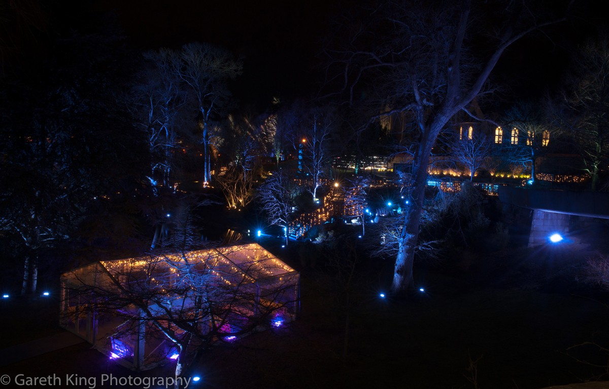 Riverside lights from above