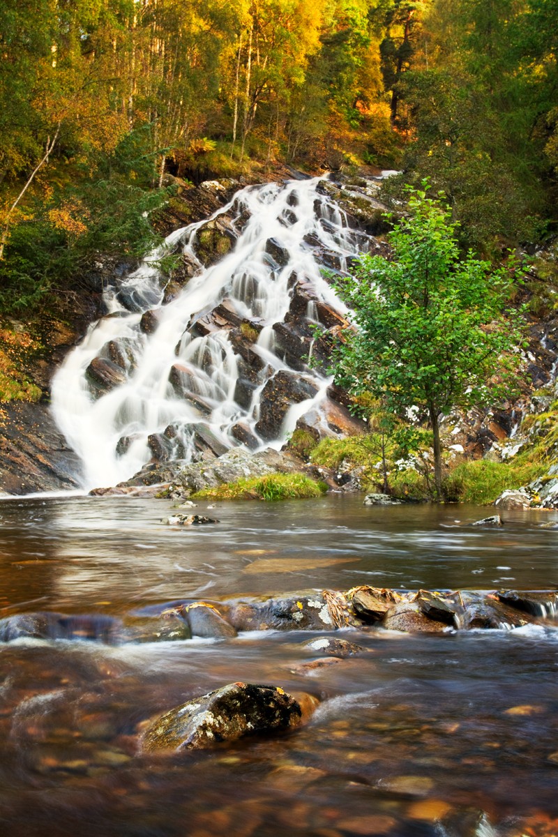 Vast fast flowing waterfalls in scenic Perthshire