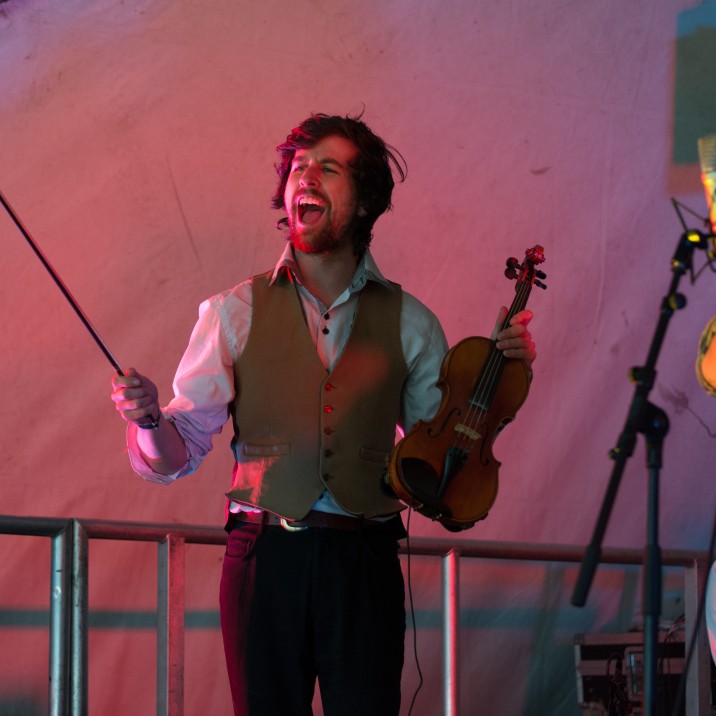 Folk musicians getting the crowds dancing!