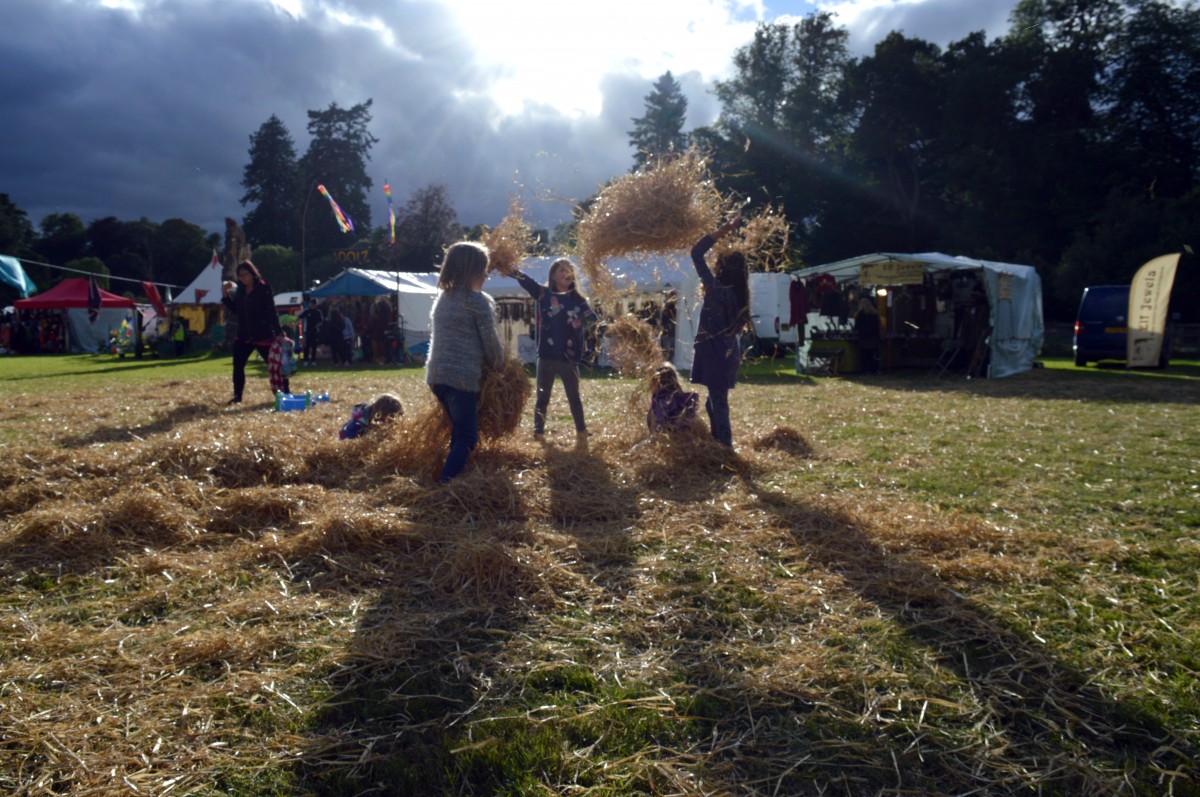 Having fun with the straw bales!