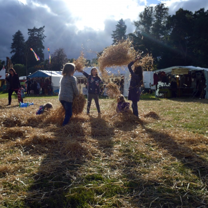 Having fun with the straw bales!