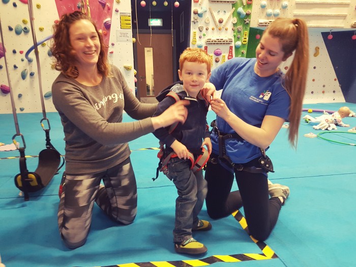 Toddler climbing Alex harness