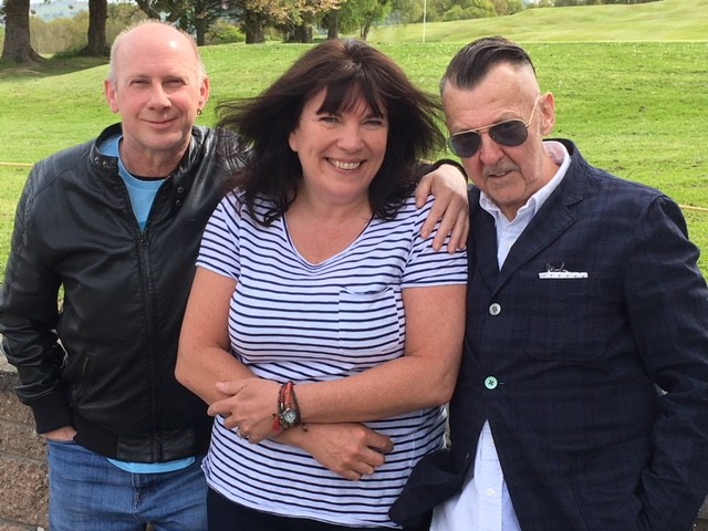 Eddie Jordan (left) and Stuart Campbell-Clark join Pauline Harrier to look over the festival site at Craigie Hill Golf Club