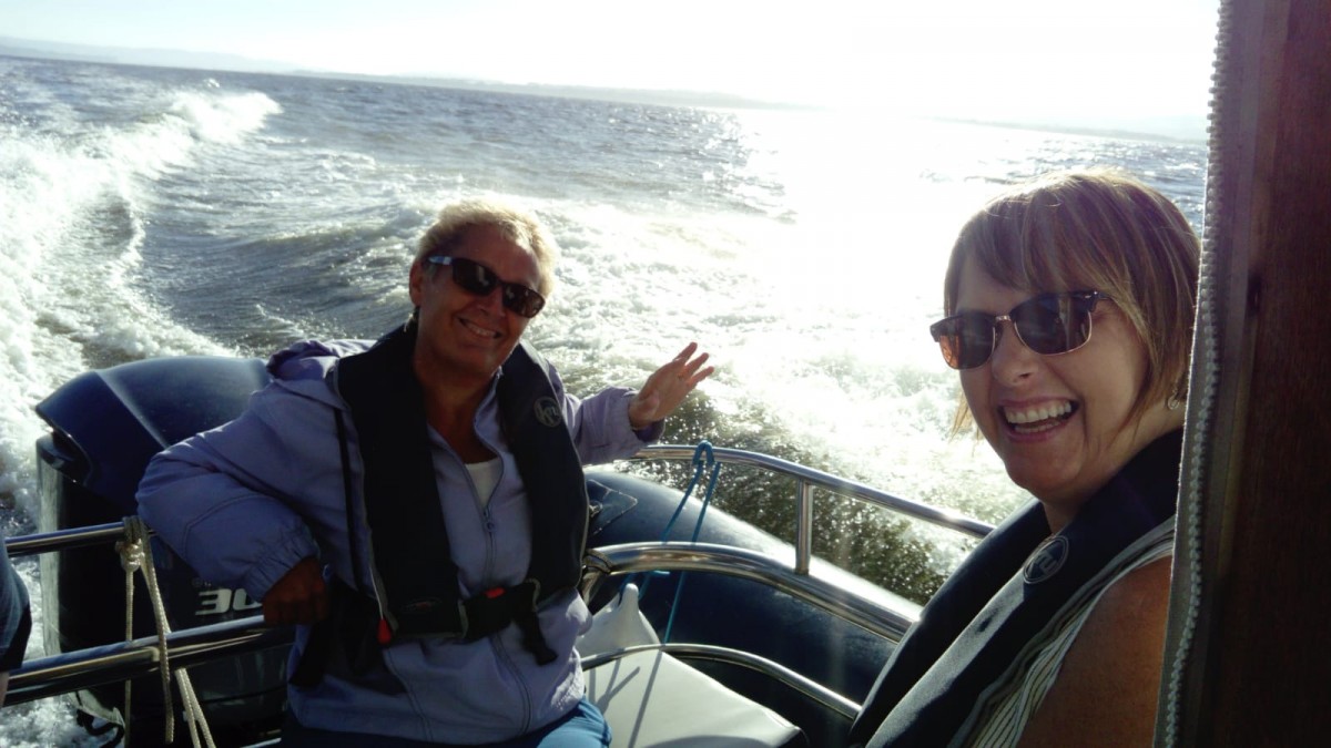 Taking a selfie on a speed boat on the River Tay