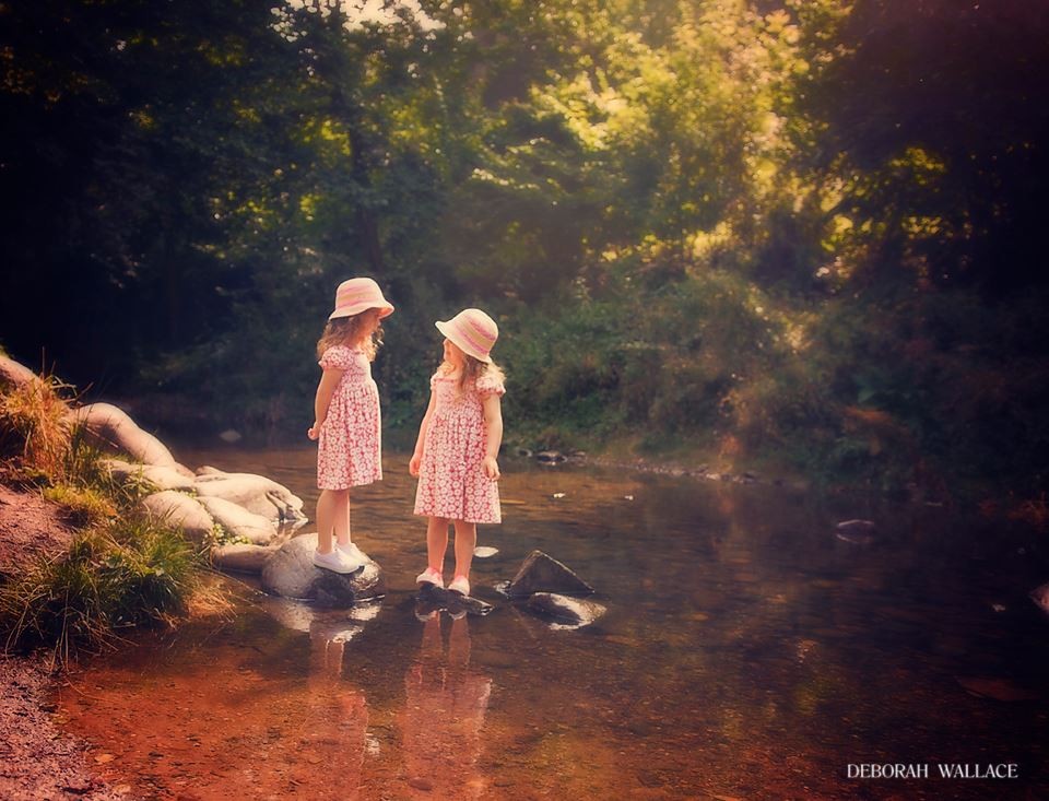 Girls standing on stepping stonesThis was taken at Quarrymill – Cafe a favourite with my girls