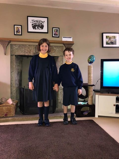 A sibling duo: Sarah is off to p5, as Ben starts school for the first time!