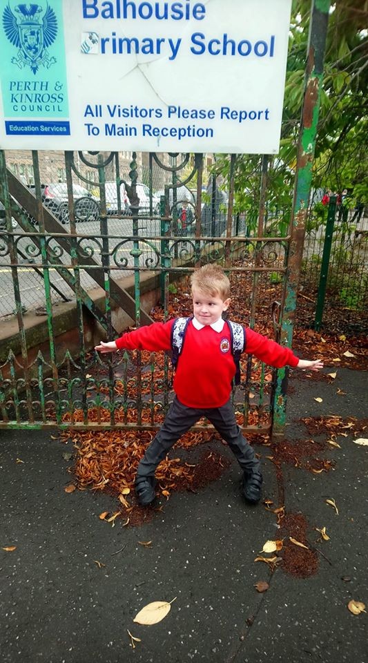 Aarron starting P1 at Balhousie Primary school