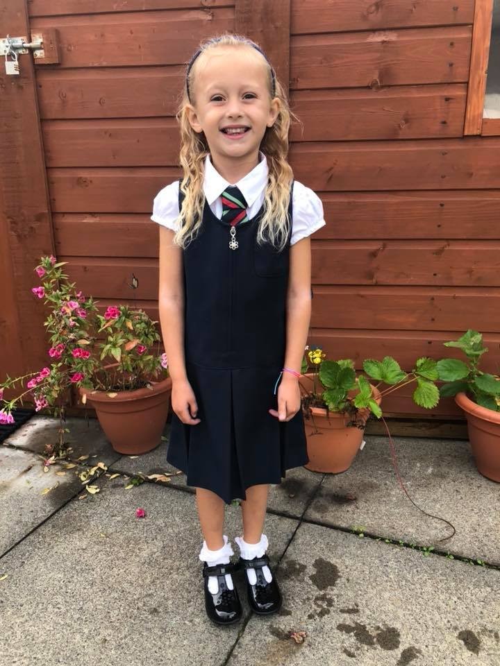 Evie Dunn starts primary one at Robert Douglas Memorial Primary School in Scone, Pertshire