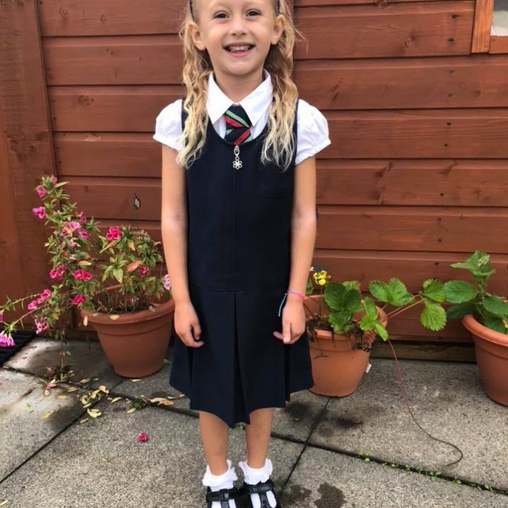 Evie Dunn starts primary one at Robert Douglas Memorial Primary School in Scone, Pertshire