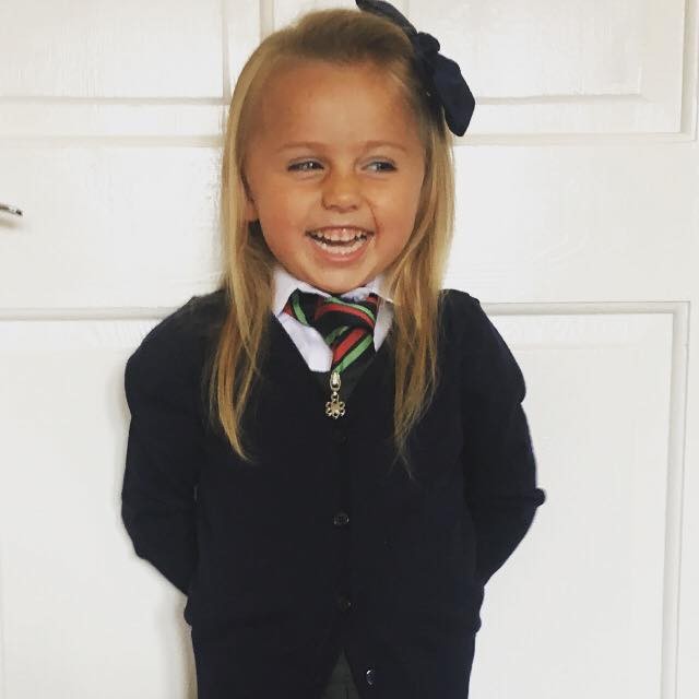 Zoey Crockatt starts her first day as a Primary one at Robert Douglas Memorial Primary School in Scone, Perthshire