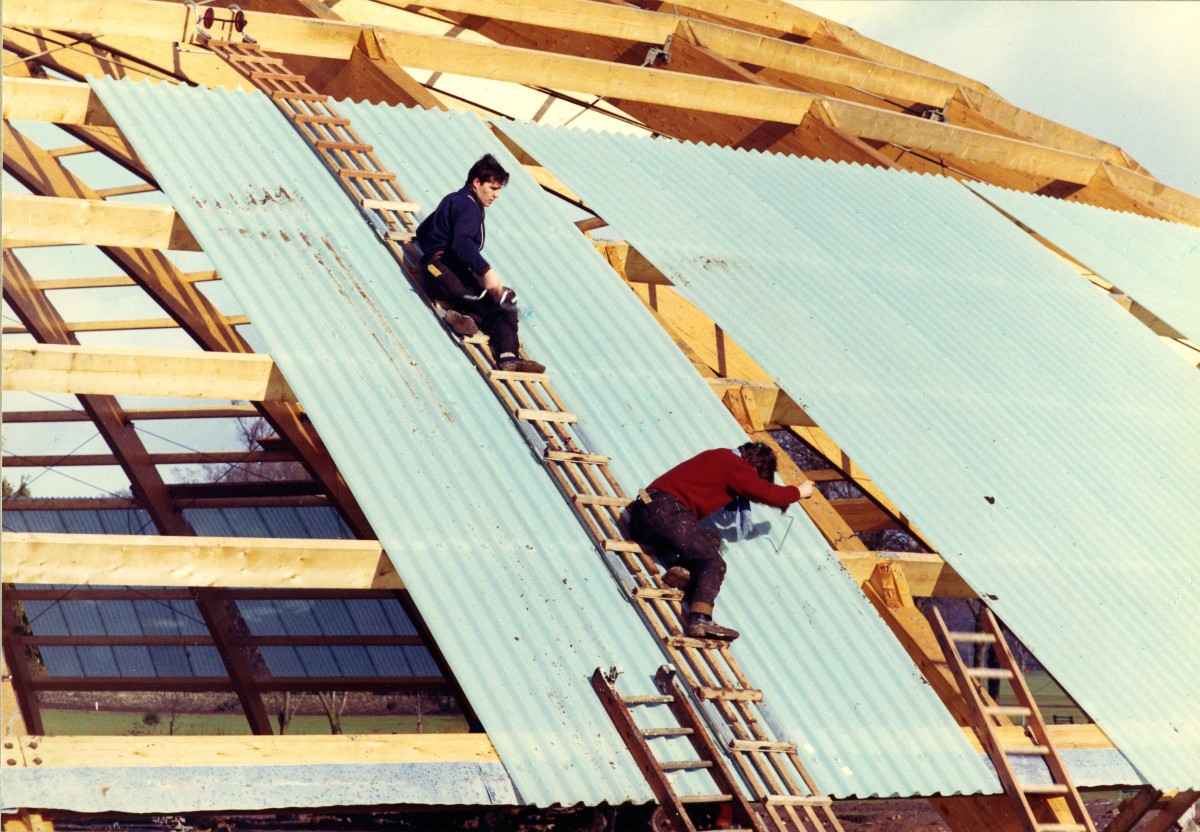 The roof of Bells Sports Centre being built 50 years ago.