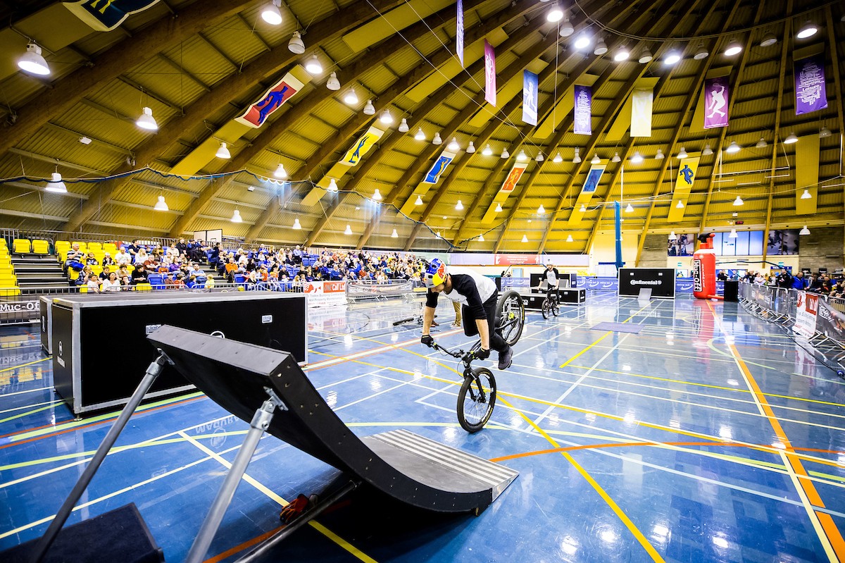 Scottish biking legend, Danny MacAskill at Bell's Sports Centre during the Comapny's 50th celebrations in 2016.