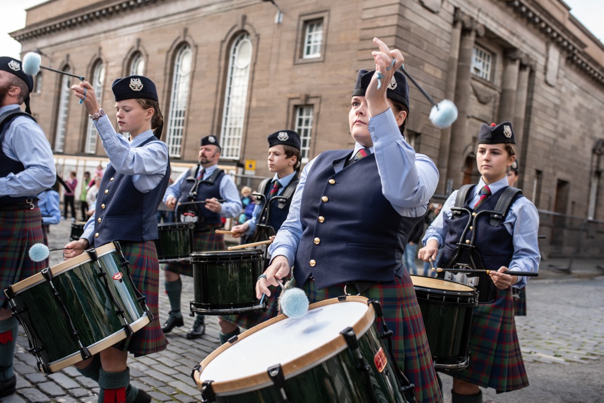 Drummers as part of the parade in Perth City Centre.