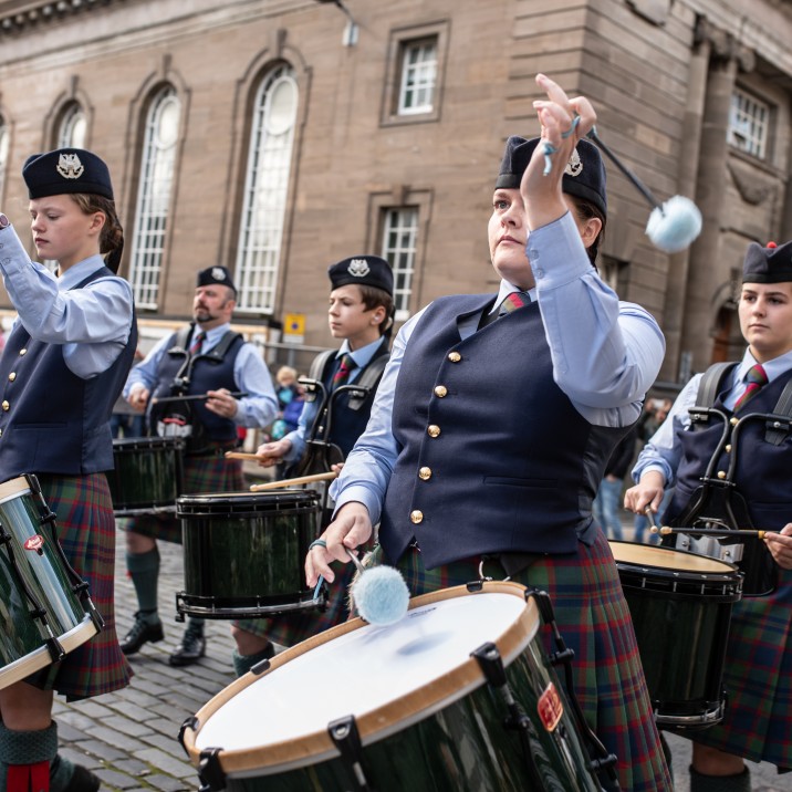 Drummers as part of the parade in Perth City Centre.