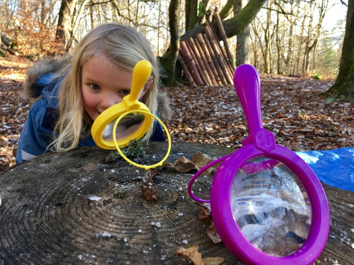Investigating the soil at Wee Adventures fun outdoor activities.