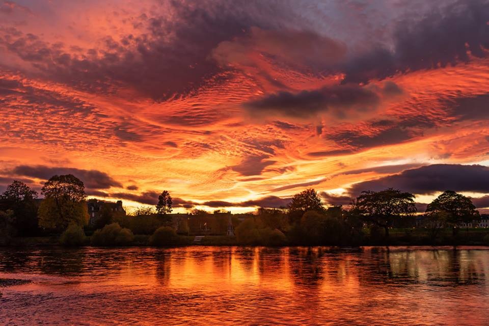 Michael Souter captured the burning sky reflecting on the River Tay.