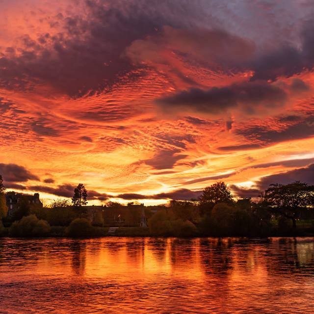 Michael Souter captured the burning sky reflecting on the River Tay.