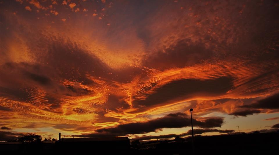 Gordon Muir captured this  image of the sky in North Muirton.  It looks like it's on fire as it burns vibrant shades of orange and red.