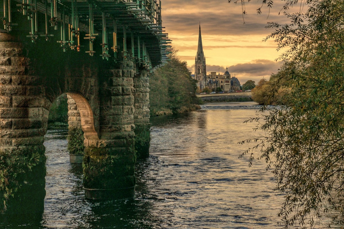 A glorious sunset view of Tay Street from beneath the Railway Bridge
