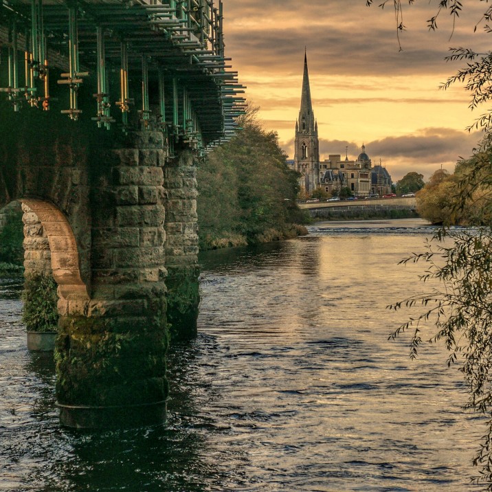 A glorious sunset view of Tay Street from beneath the Railway Bridge