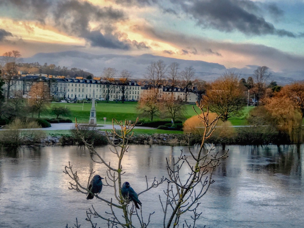 A view of the War Memorial on the North Inch from Perth Bridge