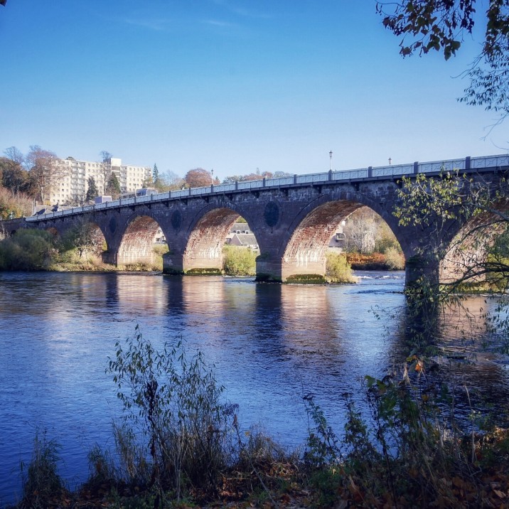 Take a walk along the North Inch for this glorious view of Perth Bridge, known locally as the Auld Brig. Photographed beautifully by local photographer Evelyn Kelly
