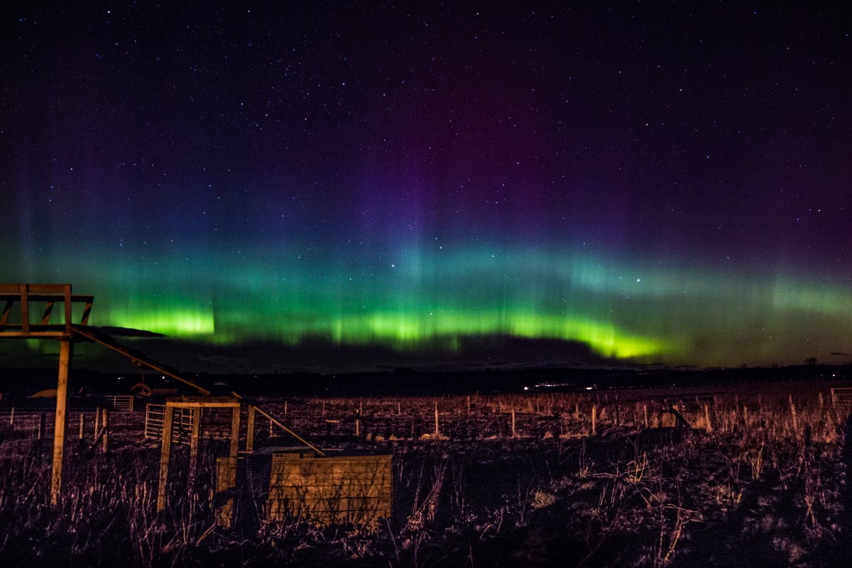 Alien hues of midnight blue and luminous green highlight the skies with a supernatural mystique