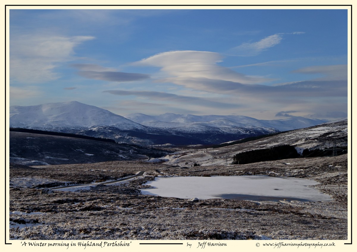 Jeff Harrison is a Perthshire based professional photographer who immerses himself in the local scenery taking fantastic images of the nature and wildlife of Perthshire. He perfectly captures the early winter scene here in Highland Perthshire, showing the snow-covered and cloud-capped Schiehallion and the bright lights of Kinloch Rannoch at dusk from across Loch Rannoch . You can view more of Jeffs work through his own website here.