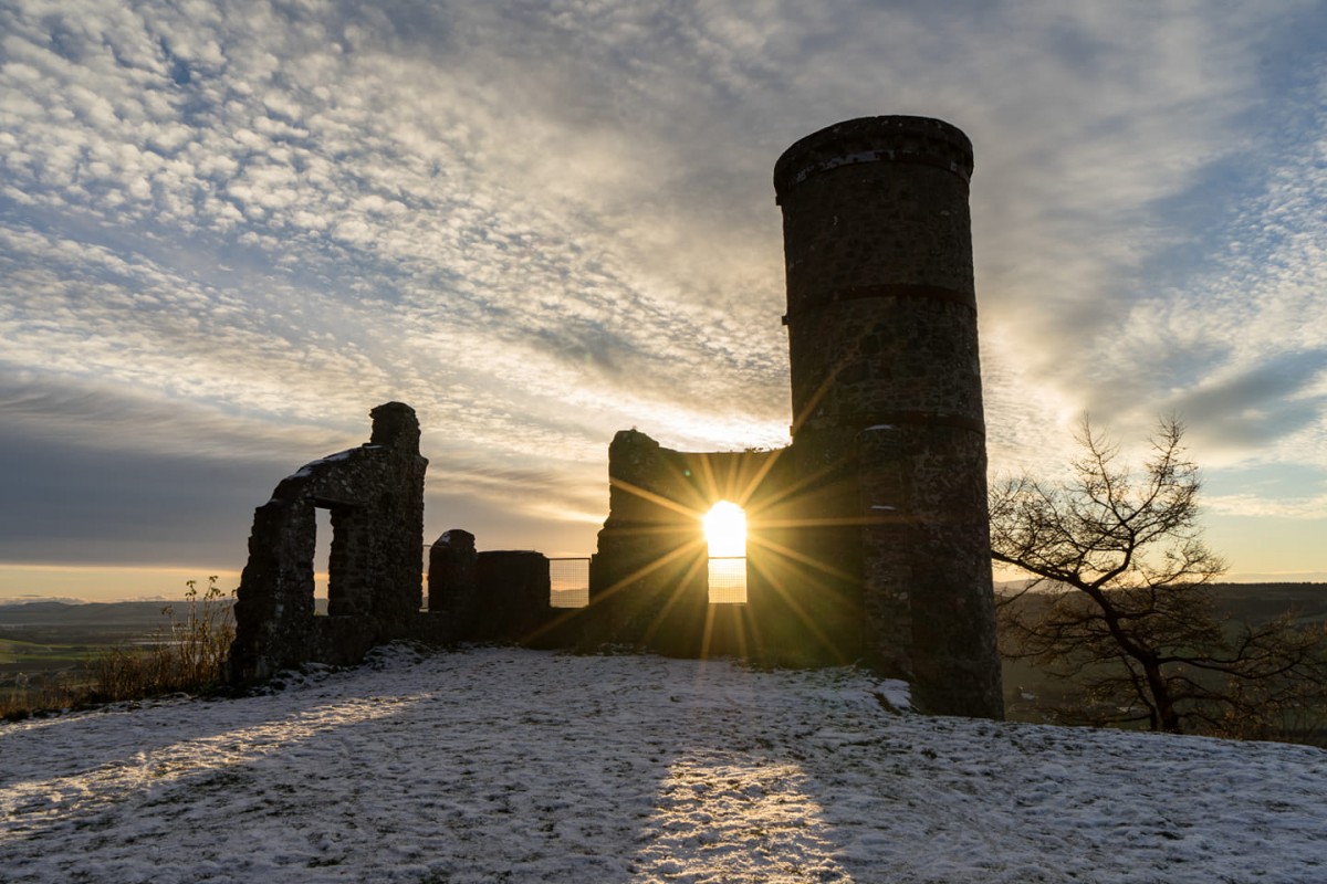 A gorgeous sunset over Kinnoul Tower in Perthshire