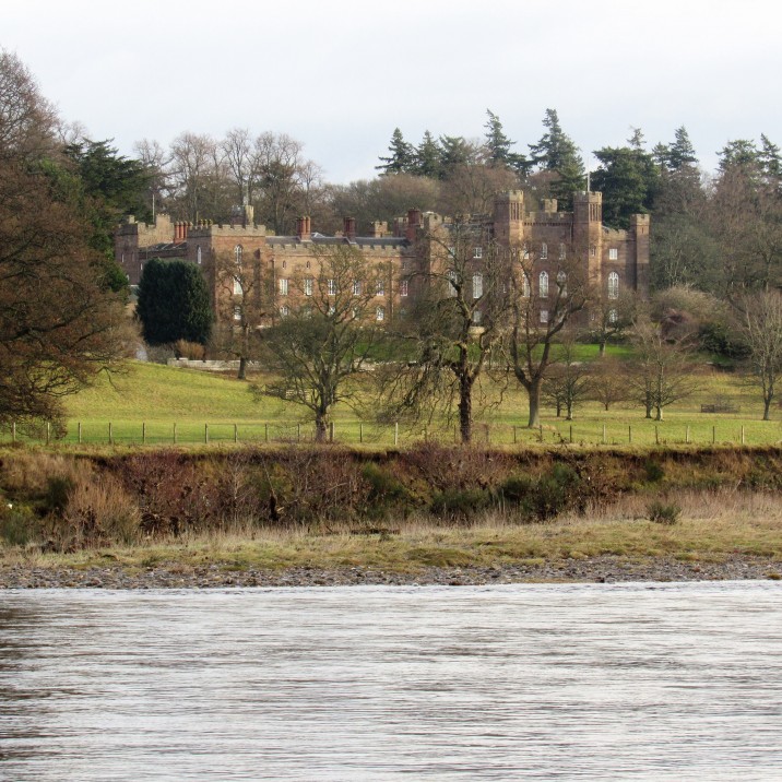 A view of Scone Palace from the other side of the River Tay.