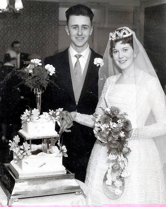 Sybil & Gordon Muir cutting into their cake! 12th March 1960.