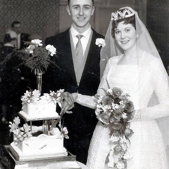 Sybil & Gordon Muir cutting into their cake! 12th March 1960.