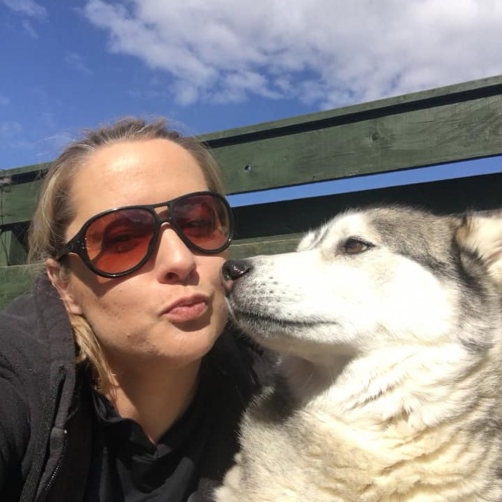 "One of my 3 handsome boys, Mika. He’s a proper mummie's boy!. We rescued him when he was 2 years old. He was very jumpy due to the bad start in life he had. If he was scared he used to jump on my knee! But these days he’s the most laid-back husky ever." - Cheryl Reid