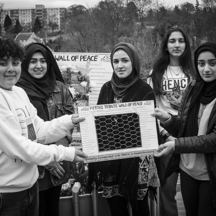 The young creators of Perth's Tribute Wall of Peace.