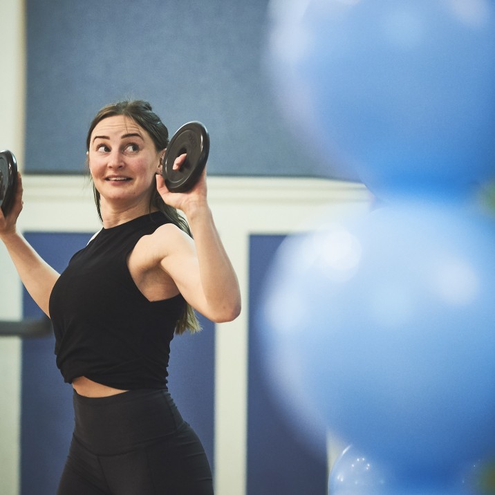 Carolyn, one of Live Active's newest PT's is a picture of health in the Body Pump class!