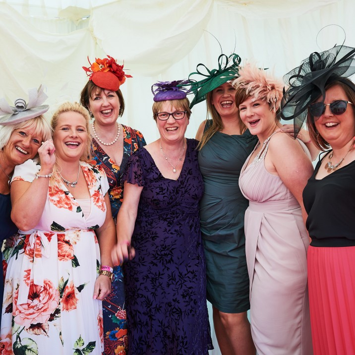 Smiling, happy ladies at Perth Racecourse Ladies Day 2019.