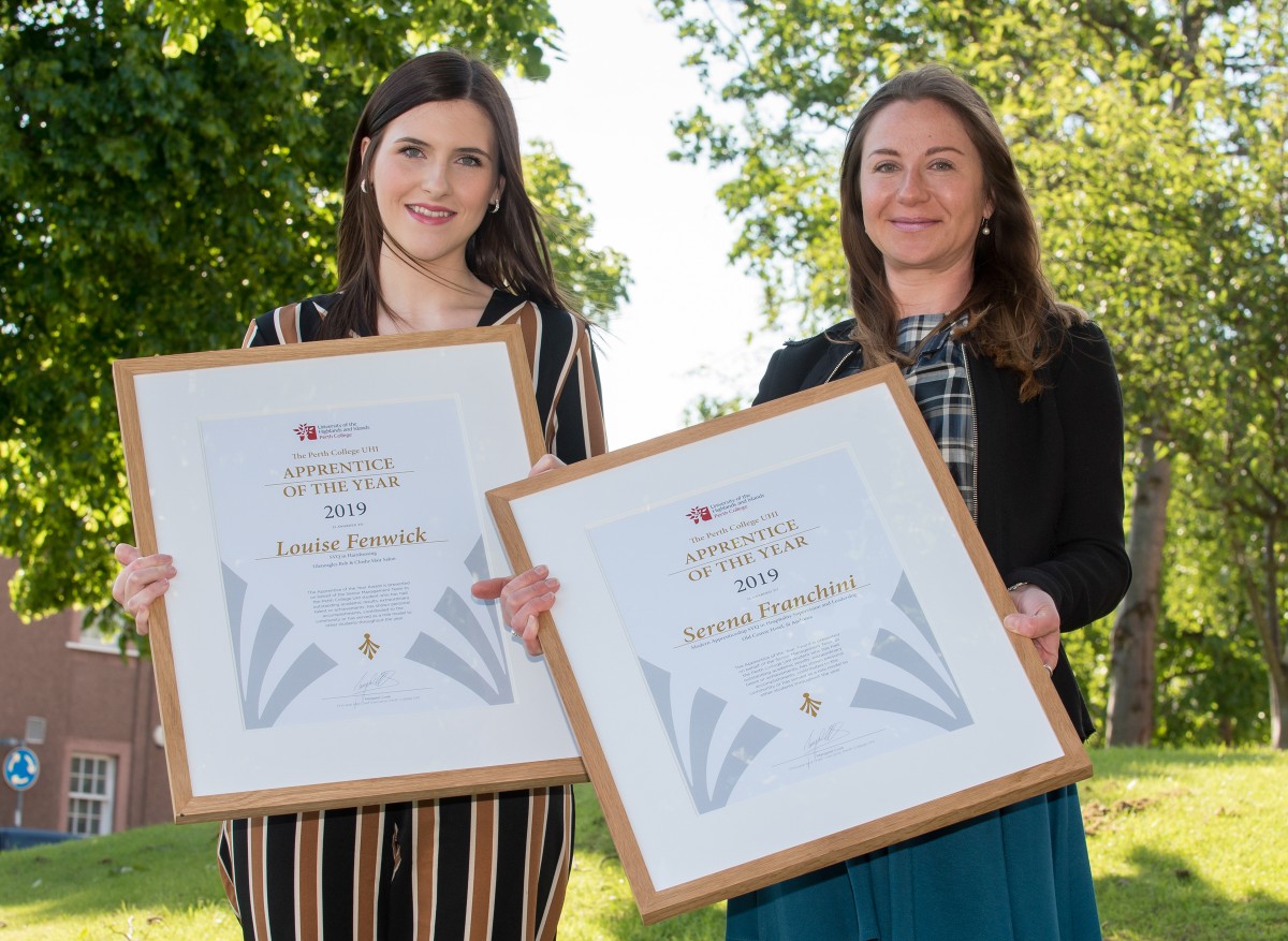Louise Fenwich and Serina Fanchini both picked up prizes for "Apprentice of the year" at the annual Perth College UHI prize giving ceremony
