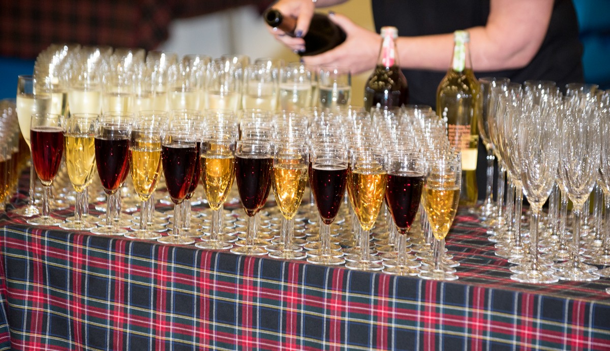 Rows or sparkling wine, champagne and soft drinks awaited the students ahead of their prize giving ceremony at Dewars Centre, Perth