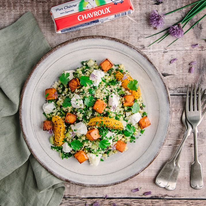 Delicious summer salad recipe with Chavroux  Goats Cheese.